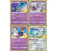 Pokemon Solgaleo & Lunala - Lot de 4 cartes de célébration - Feuille holographique légendaire - 015/025 & 021/028