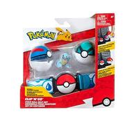 Pokémon- Squirtle Ensemble Figurine de Combat d'écureuil de 5,1 cm avec Ceinture à Clip 'N' Go, Filet et Accessoires de Balle excellents, PKW3161