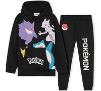 Pokemon Survêtements Garçon, Ensemble Jogging Confortable - Anime Cadeau Enfant (Noir, 13-14 Ans)