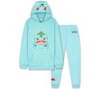 Pokemon Survêtement Enfant Garcon, Ensemble Jogging 2 Pièces avec Sweat a Capuche et Pantalon Survetement, Cadeau Anime (7-8 Ans, Vert Bulbizarre)