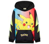 Pokemon Sweat à Capuche Garçon Ado, Pull Manga avec Poche Kangourou et Capuche, Pikachu Gengar Charizard Eevee, Cadeau Anime (7-8 Ans, Noir/Multi Pikachu)