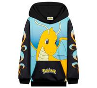 Pokémon Sweat à Capuche Garçon Ado, Pull Manga avec Poche Kangourou et Capuche, Pikachu Gengar Charizard Eevee, Cadeau Anime (9-10 Ans, Noir/Bleu Dragonite)