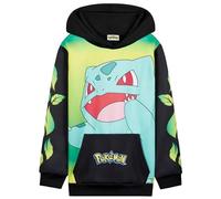Pokémon Sweat à Capuche Garçon Ado, Pull Manga avec Poche Kangourou et Capuche, Pikachu Gengar Charizard Eevee, Cadeau Anime (9-10 Ans, Noir/Jaune Bulbizarre)