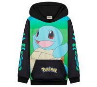 Pokemon Sweat à Capuche Garçon Ado, Pull Manga avec Poche Kangourou et Capuche, Pikachu Gengar Charizard Eevee, Cadeau Anime (7-8 Ans, Noir/Vert Squirtle)