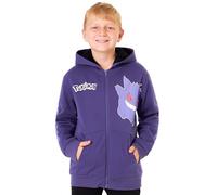 Pokémon Sweat a Capuche Garçon et Ado 7-14 Ans, Cosy Hoodie Polaire Fermeture Eclair, Poche Kangourou, Idee Cadeau Anime (11-12 Ans, Violet Gengar)