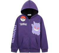 Pokémon Sweat a Capuche Garçon et Ado 7-14 Ans, Cosy Hoodie Polaire Fermeture Eclair, Poche Kangourou, Idee Cadeau Anime (7-8 Ans, Violet Gengar)