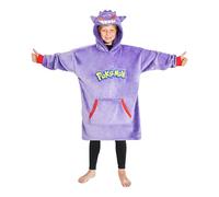Pokémon Pull Plaid, Poncho Sweat Oversize en Polaire avec Capuche Enfant (Violet Ectoplasma)