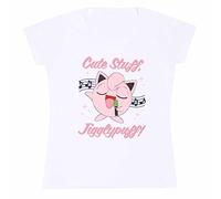 Pokemon T-shirt ajusté pour femme Sing Along Jigglypuff, Blanc/rose., L [video game]