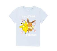 Pokémon T-Shirt Filles Enfants Pikachu Eevee Jeu Blue Top 7-8 Ans