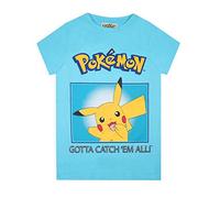 Pokemon T-Shirt Garçons Pikachu Gotta Catch Em All Kids Filles Bleu Top 9-10 Ans