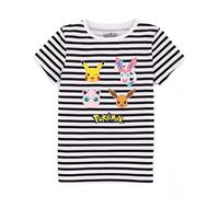 Pokémon T-Shirt Girls rayé Pikachu Eevee Sylveon Personnage Top 13-14 Ans