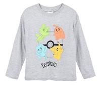 Pokémon, T-Shirt Manches Longues, Garçon (FR/ES, Âge, 8 Ans, Taille Normale, Gris Clair)
