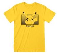 Pokémon T-Shirt à Manches Courtes Unisex Pikachu Katakana Jaune
