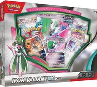 Pokémon TCG : Iron Valiant ex Box (1 Carte, 1 Carte surdimensionnée et 4 boosters)