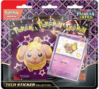 Pokémon TCG : Scarlet & Violet - Collection d'autocollants Paldean Fates Tech - Fidough (1 Carte en Aluminium et 3 boosters)