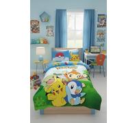 Halantex Parure de lit Pokémon réversible 100% coton Housse 140x200 cm + taie d'oreiller
