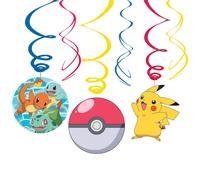 Pokemon - Tourbillons - Pack de 6 décorations suspendues - Papier, film SG21907 (taille unique) (Bleu/Rouge/Jaune)