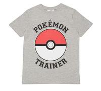 Pokemon Trainer Pokeball Jungen-T-Shirt Heather Grey 110 | Anime-Grafik-T, Geburtstags-Geschenk-Idee für Jungen