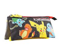 Pokémon Trousse Scolaire 3 Compartiments Garcon et Fille, Trousse Kawaii, Pikachu Accessoires École, Cadeau Anime pour Enfant