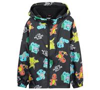 Pokémon Impermeable Enfant Garcon, Veste de Pluie Enfant Doublure en Polaire, Vêtement de Pluie Enfant Ado 4-14 Ans (Noir Aop, 11-12 Ans)