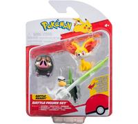 Pokémon VOITURE - Lot de 3 statuettes de combat : Fennekin, Lechonk, Sirfetch'd