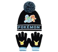 Pokemon - Winter Warm & Comfy Beanie Hat & Gloves Set for Boys - Pikachu Design - Perfect for Boys 6-12 Years