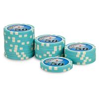POKEO Rouleau 25 jetons Royal Flush 50 Bleu Ciel