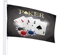 Poker Flag 3x5 FT Cards Casino Games Chips Outdoor Flags Large Welcome Yard Banners Home Garden Yard Lawn Decor Grey
