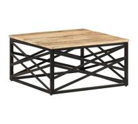 pokgdf Table basse 68 x 68 x 35 cm en bois massif de mangue, avec pieds en | Bois de manguier massif, pieds en fonte d'acier, style industriel, montage facile, nuances de couleurs uniques