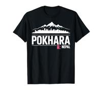 Pokhara Badge Souvenir de Voyage Motif Horizon du Népal T-Shirt Graphique avec Valeur