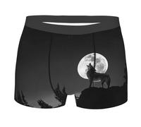 POKIKKJH Boxer pour homme imprimé loup nuit lune caleçon, Noir , XXL
