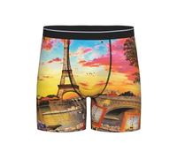 POKIKKJH Boxer pour homme imprimé Tour Eiffel Paris Sous-vêtements respirants confortables et durables, Noir , S