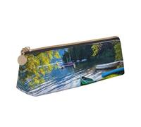 POKIKKJH Lake with Boats Canoës Park Pen Bag School Stationery Box Storage Bag Zipper Storage Small Pen Bag Suitable for Middle School Girls and Boys, blanc, Taille unique, Trousse de maquillage