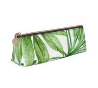 POKIKKJH Sac à stylos avec motif feuilles de bananier tropical, boîte de papeterie, sac de rangement, fermeture éclair, petit sac à stylos adapté pour les filles et les garçons du collège, blanc,