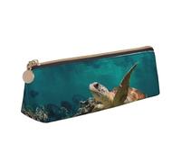 POKIKKJH Sac à stylos tortue de mer, boîte de papeterie scolaire, sac de rangement, rangement à fermeture éclair, petit sac à stylos adapté pour les filles et les garçons du collège, blanc, Taille