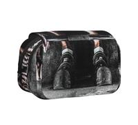 POKIKKJH Trousse à crayons grande capacité avec double coque imprimée pour haltérophilie, Noir , Taille unique, Trousse de toilette