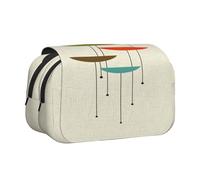POKIKKJH Trousse à crayons grande capacité imprimée moderne du milieu du siècle - Double coque, Noir , Taille unique, Trousse de toilette