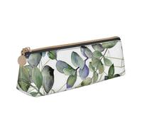 POKIKKJH Trousse à stylos avec feuilles d'eucalyptus vertes, boîte de papeterie, sac de rangement, rangement à fermeture éclair, petite trousse à stylos adaptée pour les filles et les garçons du