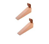 Pokinge Lot de 2 butées de porte en bois, robustes et durables, cale-porte en bois massif avec corde en cuir, protection murale antidérapante (L)