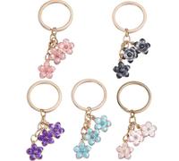 Pokinge Lot de 5 porte-clés en forme de fleur de Sakura, porte-clés émaillé, porte-clés en métal élégant pour femmes et filles, multicolore, Taille unique