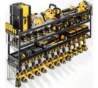 POKIPO Grand support mural pour outils électriques, 4 niveaux et 12 perceuses, organiseur d'outils de garage et de rangement, porte-outils adapté pour atelier, établi