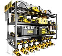 POKIPO Grand support mural pour outils électriques, support de perceuse large et robuste, 4 couches, étagère de rangement pour outils sans fil, étagère utilitaire pour garage