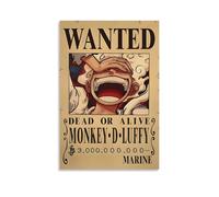 POKKMNJB Poster One Piece Wanted - Impression sur toile - Décoration d'intérieur pour chambre à coucher, salon - 30 x 45 cm - Sans cadre