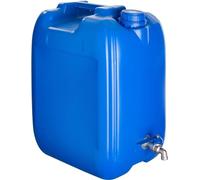 pokm toolsmarket Bidon d'eau avec robinet, 20 litres, jerrican d'eau potable avec robinet galvanisé, réservoir d'eau sans BPA, réservoir d'eau avec couvercle à visser DIN51 - Couleur bleue