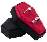 POKOFO Boîte à bagues en velours pour cérémonie de mariage gothique, organisateur de bijoux gothique (noir et rouge)