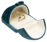 POKOFO Boîte de rangement en velours pour bijoux et alliances Bleu paon