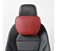 POKSRI 1P Cuir de Vache véritable appuie Tete Voiture,Repose Tete Voiture cale pour Conduire,Support de Coussin,Polyester d'origine vegetale,30x19cm,Remplissable&Reglable (Vin)