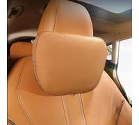 POKSRI 1P Cuir de Vache véritable appuie Tete Voiture,Repose Tete Voiture cale pour Conduire,Support de Coussin,Polyester d'origine vegetale,30x19cm,Remplissable&Reglable (Orange Marron)