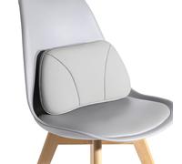 POKSRI 1P Cuir de Vache véritable Coussin Lombaire Voiture conducteur,Mousse à mémoire de Forme, véritable Cuir de Vache,Coussin Dorsal reiller Soutien Lombaire,Polyvalent(Gris)