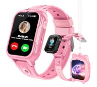 POKUJNFY 4G Montre Connectée Enfant GPS Tracker Appel Vidéo Téléphone SOS Whatsapp Jeux Caméra Podometre Mode École Réveil Podomètre Digitale Étanche Cadeau Montre Enfant pour Fille Garçon